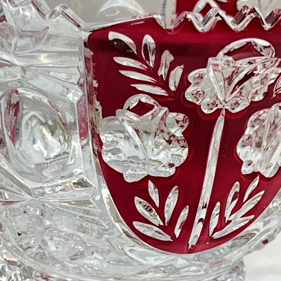 Fifth Avenue Crystal Rosaline Ruby Red Floral Glass Bowl Candy Dish 90' Vintage - Picture 9 of 11